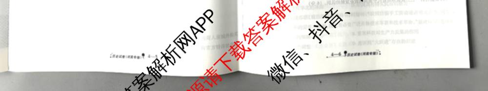 天一大联考2026届高考全真模拟卷(四)4试卷及答案汇总（含化学(甘肃专版)、政治(陕西专版)、物理(安徽专版)等49份）历史试题