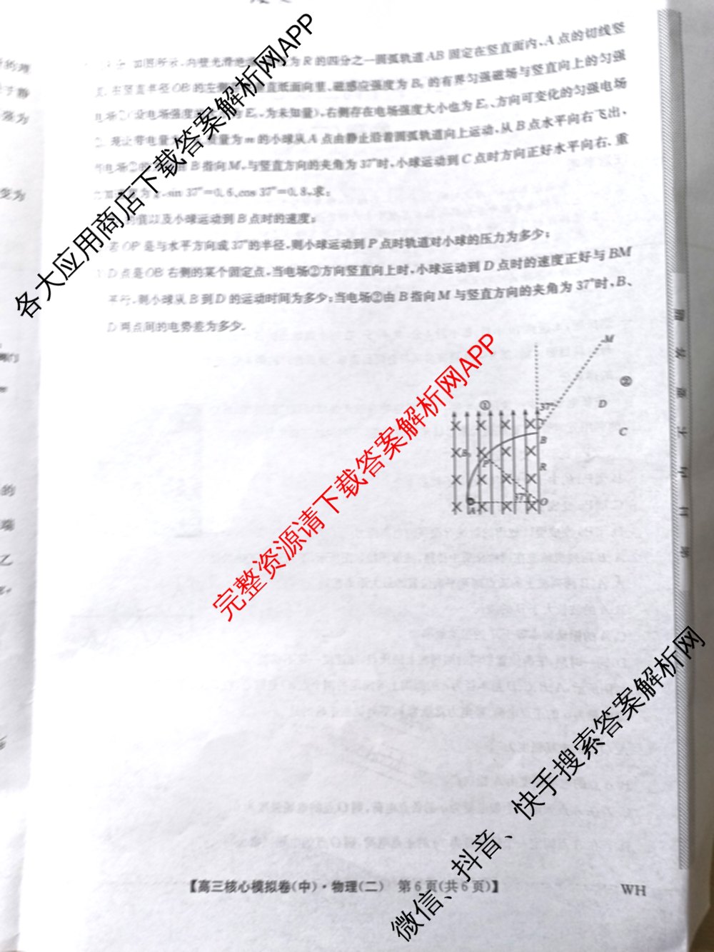 九师联盟2024~2025学年高三核心模拟卷(中)(二)2各科答案及试卷: 含政治(JX) 生物(D1) 生物(HB)试卷解析物理试题