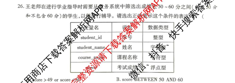 2026年陕西省普通高中学业水合格性考试 模拟卷CY(一)各科答案及试卷（11科全）信息技术试题