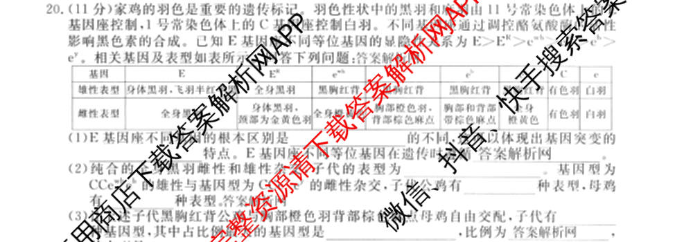 2026年普通高等学校招生统一考试最新模拟卷(五)5各科答案及试卷（含化学(SD6) 地理(AG6) 生物(新S6J)等）生物试题