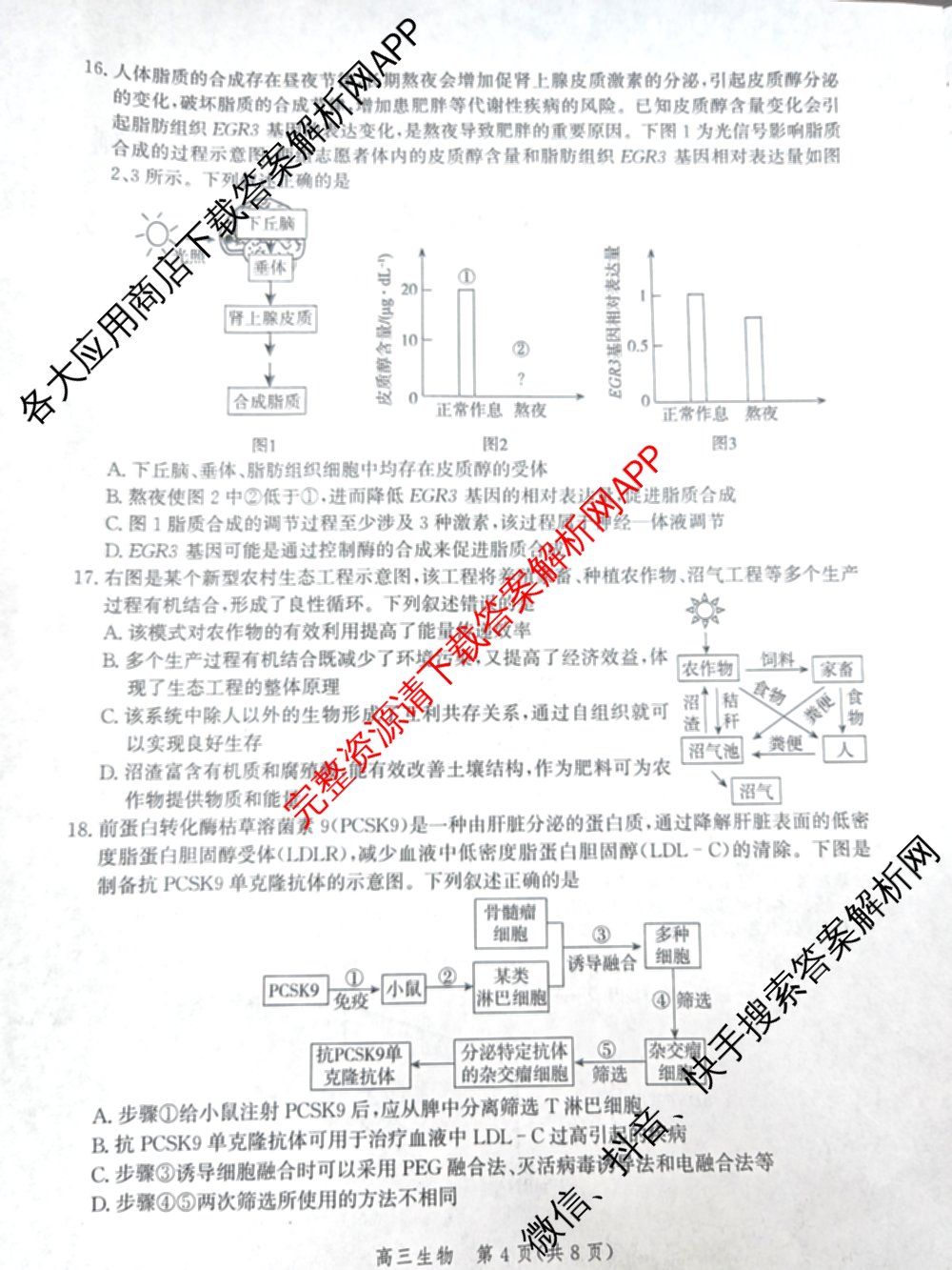 沧州市普通高中2026届高三年级教学质量监测(12月)（含数学 物理 化学等）生物试题