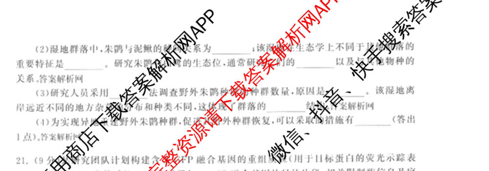 天舟高考衡中同卷2026年普通高等学校招生全国统一考试模拟信息卷(六)6试卷及答案汇总: 含化学(山东版) 英语(通用版) 生物(WY)试卷解析生物试题