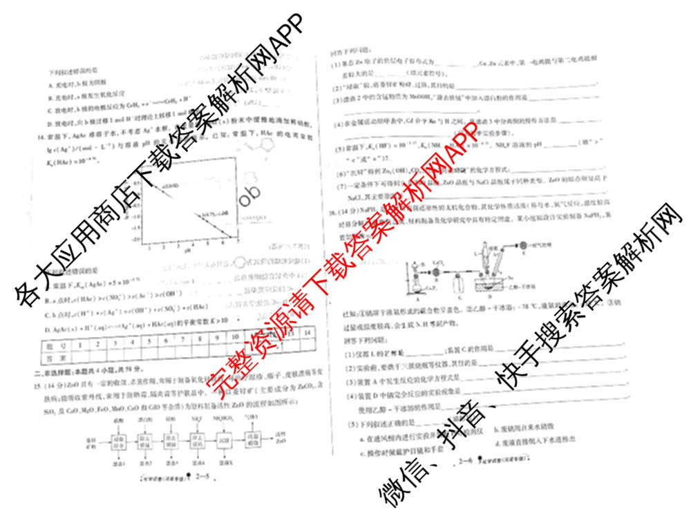 天一大联考2026届高考全真模拟卷(二)2试卷及答案汇总（含生物(湖南专版)、历史(河北专版)、日语等）化学试题