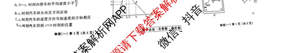 衡水金卷先享题摸底卷 2025-2026学年度高三一轮复摸底测试卷(一)1试卷及答案汇总: 含物理(Q) 地理(S) 政治(Q)试卷解析物理试题