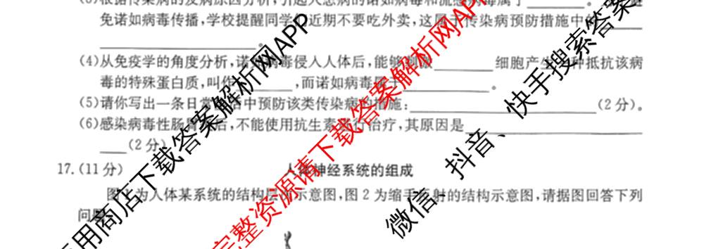 长治市八年级上学期长标期中各科答案及试卷（15科全）生物试题