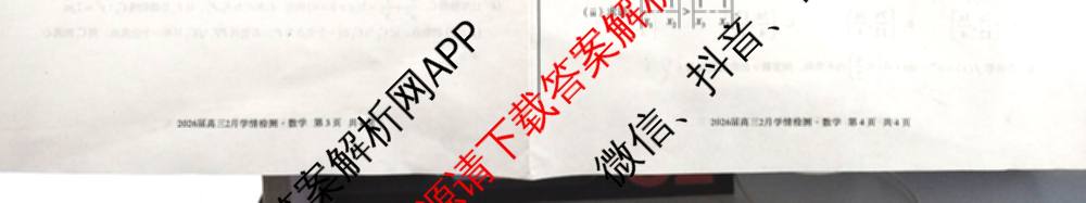 1号卷A10联盟2026届高三2月学情检测各科答案及试卷（含数学 英语 历史等）数学试题