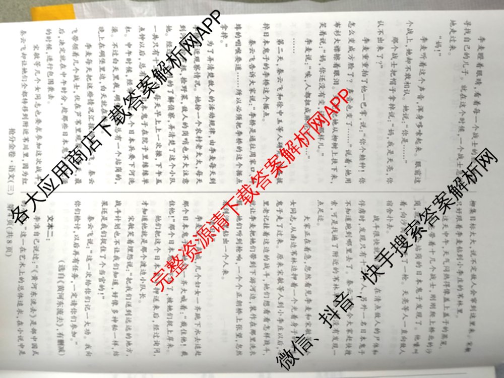 2025年普通高等学校招生全国统一考试抢分金卷(三)试卷及答案汇总: 含英语 语文 数学试卷解析语文试题