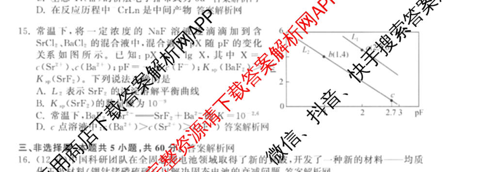 天舟高考衡中同卷2026年普通高等学校招生全国统一考试模拟信息卷(三)3（35科全）化学试题