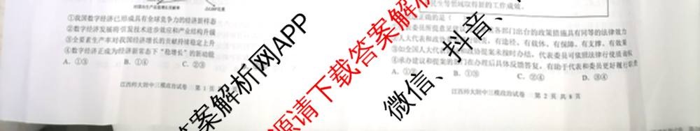 2025年江西师大附中高三三模(5.16)（含政治 英语 生物等9份）政治试题