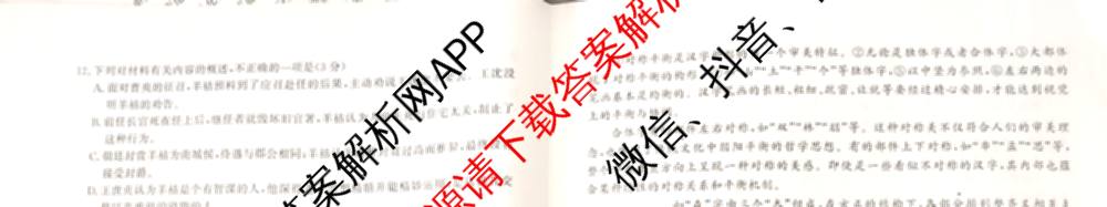 衡水真题密卷2025-2026学年度综合能力调研检测(五)5(已更新化学(6)、物理(1)、语文(A)等19份)语文试题