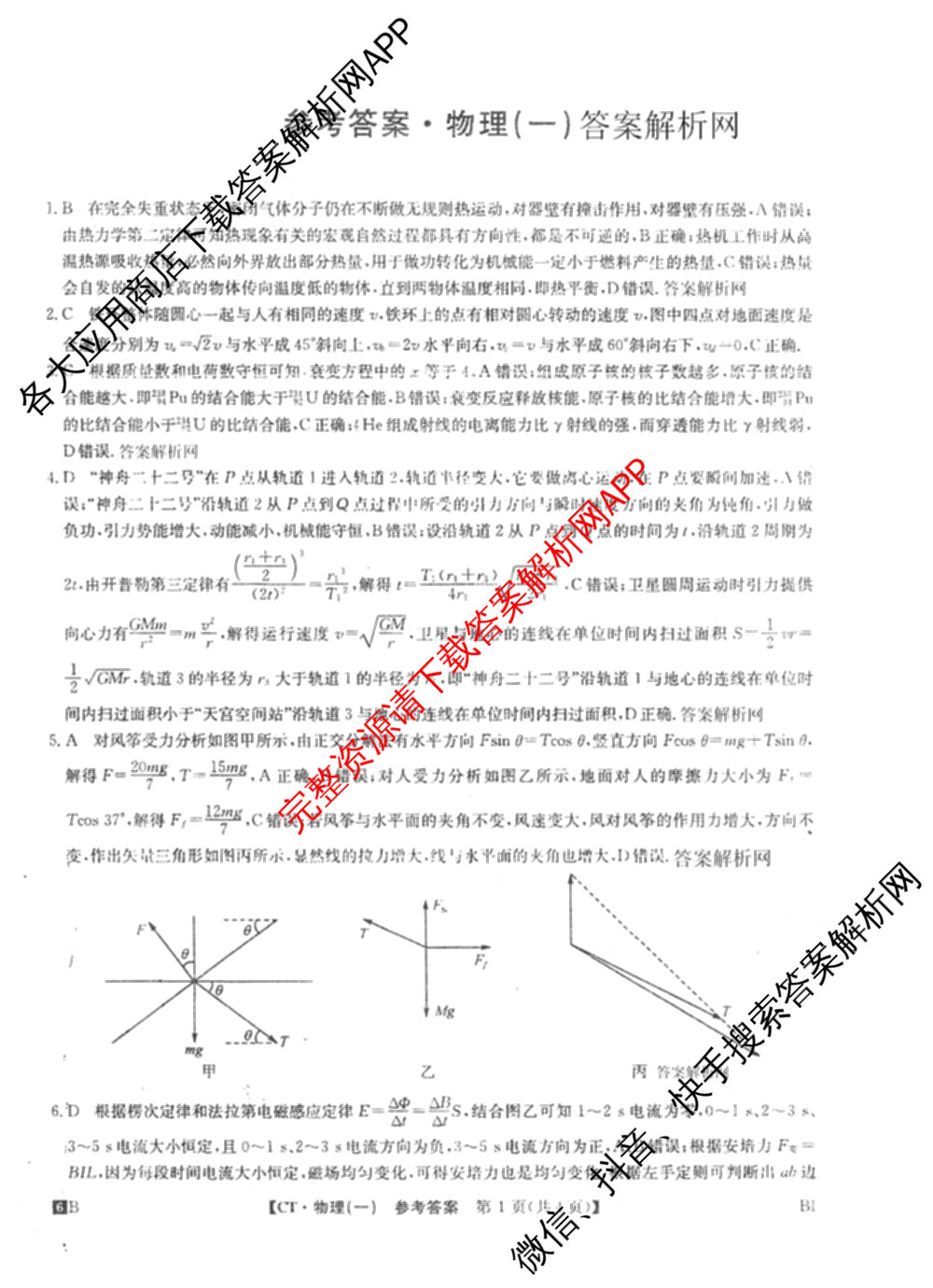 2026年普通高等学校招生全国统一考试猜题信息卷(一)1试卷及答案汇总(已更新物理(AH)、地理(B3)、化学(B3)等19份)物理答案