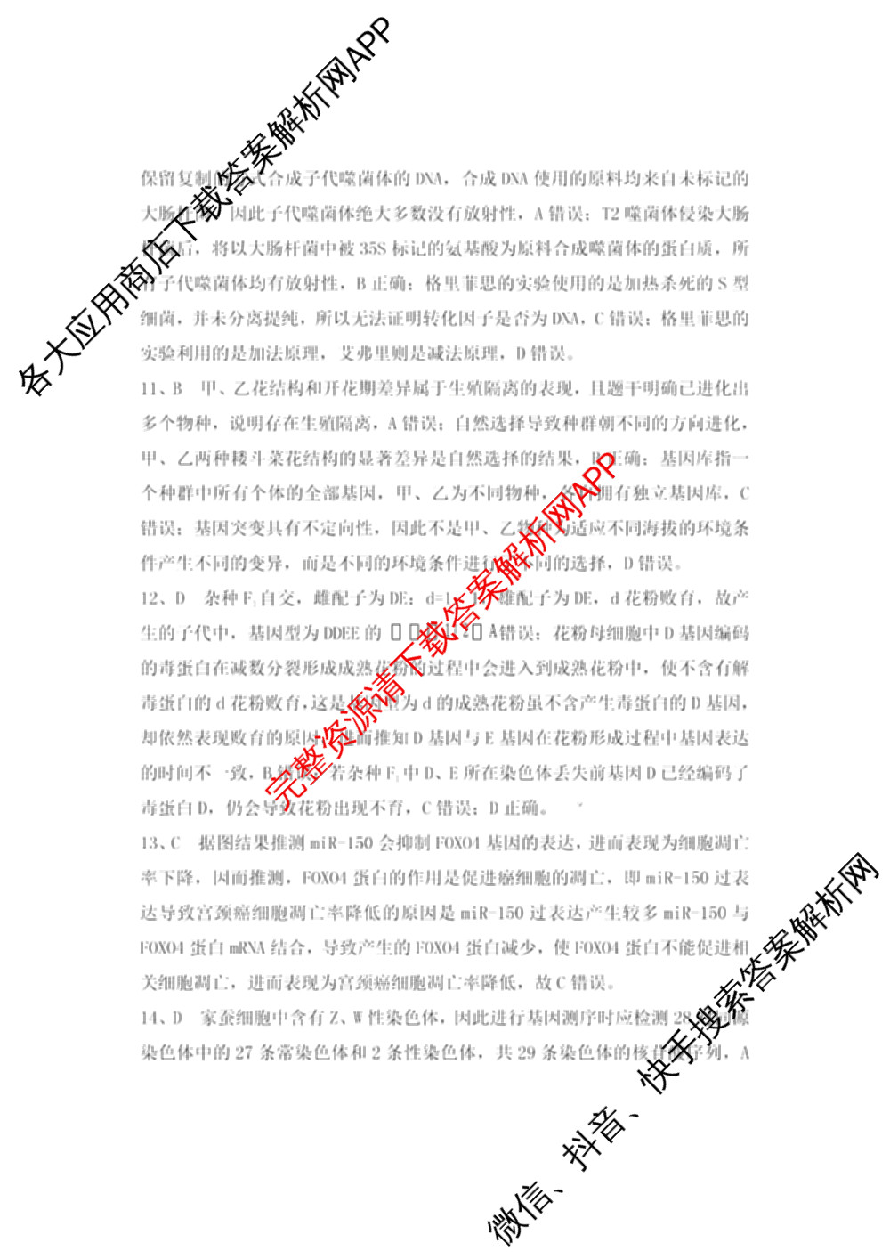 重庆市高2026届高三上学期十二月联合诊断考试各科答案及试卷（9科全）生物答案