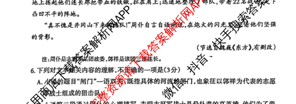 [泰安二模]2024年泰安市高三二轮检测(2024.04)（含地理 生物 语文等9份）语文试题