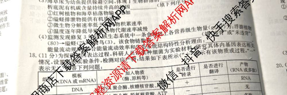 2026年全国高考仿真模拟卷(五)5各科答案及试卷（含物理(湖北)、生物(E3)、政治(E2)等）生物试题