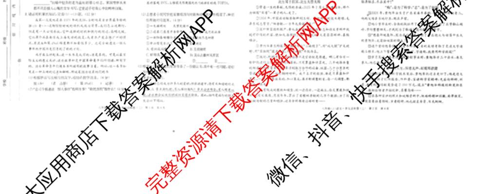安徽2025-2026学年八年级(上)全程达标卷[2]单元达标卷各科答案及试卷（含历史 语文(3) 语文等）语文试题