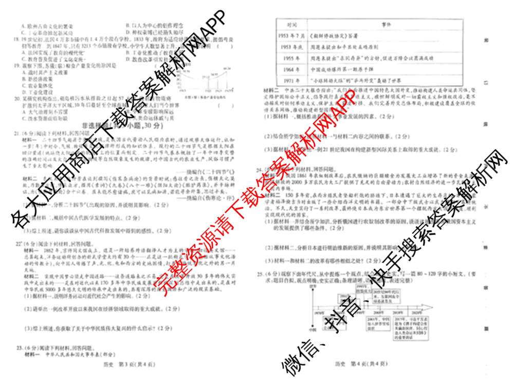 2024-2025学年河南省三甲名校原创押题试卷(九)各科答案及试卷（7科全）历史试题