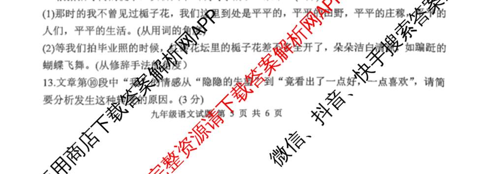 徐州市2025~2026学年度第一学期期中学情调研九年级（含化学 道德与法治 历史等）语文试题