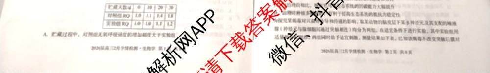 1号卷A10联盟2026届高三2月学情检测各科答案及试卷（含数学 英语 历史等）生物试题