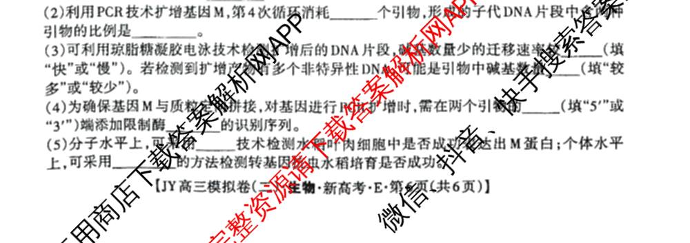 2026年普通高等学校招生统一考试JY高三模拟卷(二)各科答案及试卷（14科全）生物试题