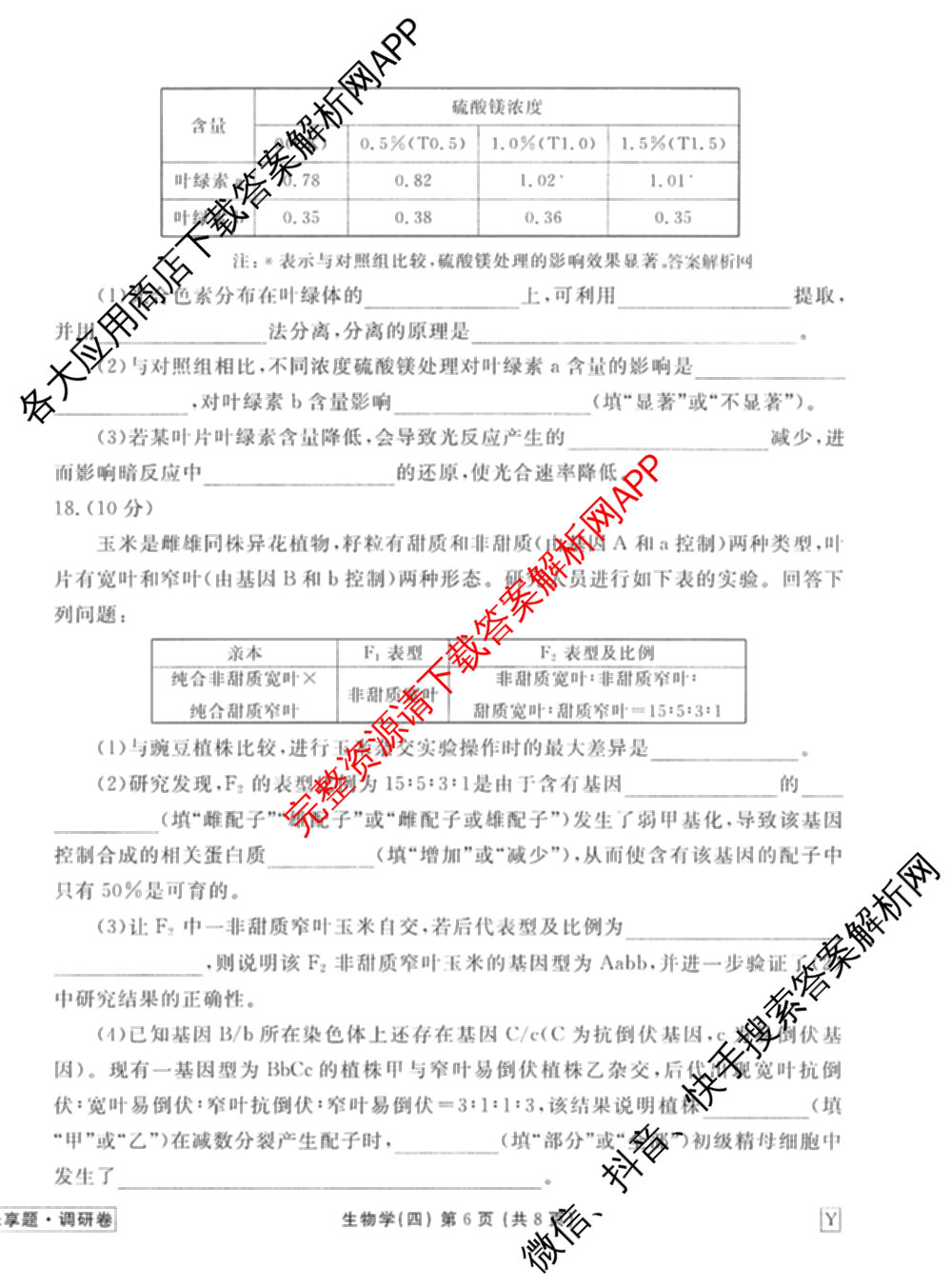 衡水金卷先享题调研卷2026年普通高等学校招生全国统一考试模拟试题(四)4试卷及答案汇总(已更新生物(Y) 政治(FJ) 地理(HJ)等31份)生物试题