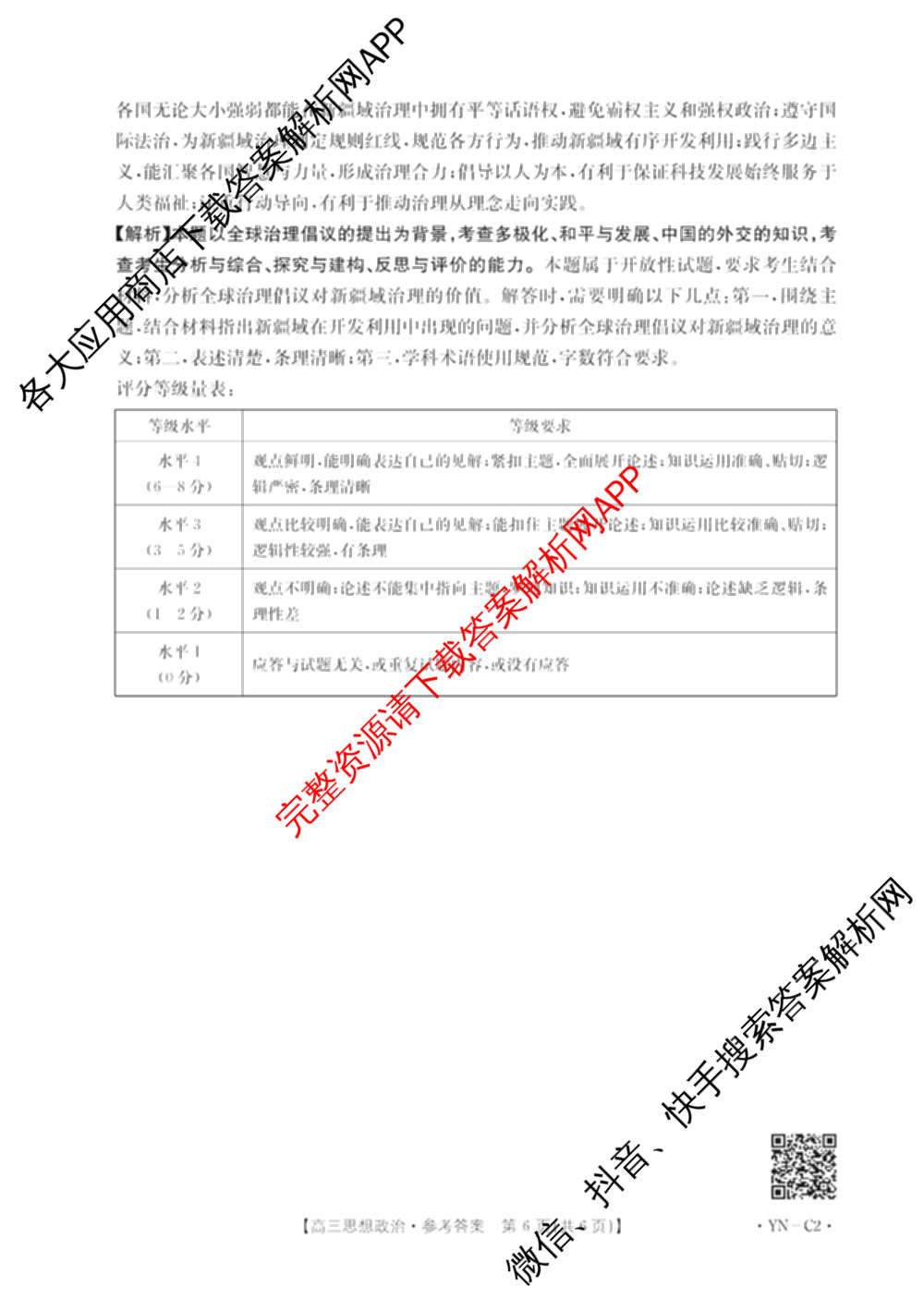 百万联考云南省2026届高三11月考试(11.27)[YN]各科答案及试卷（含地理(C1)、物理(C2)、生物(C1)等）政治答案