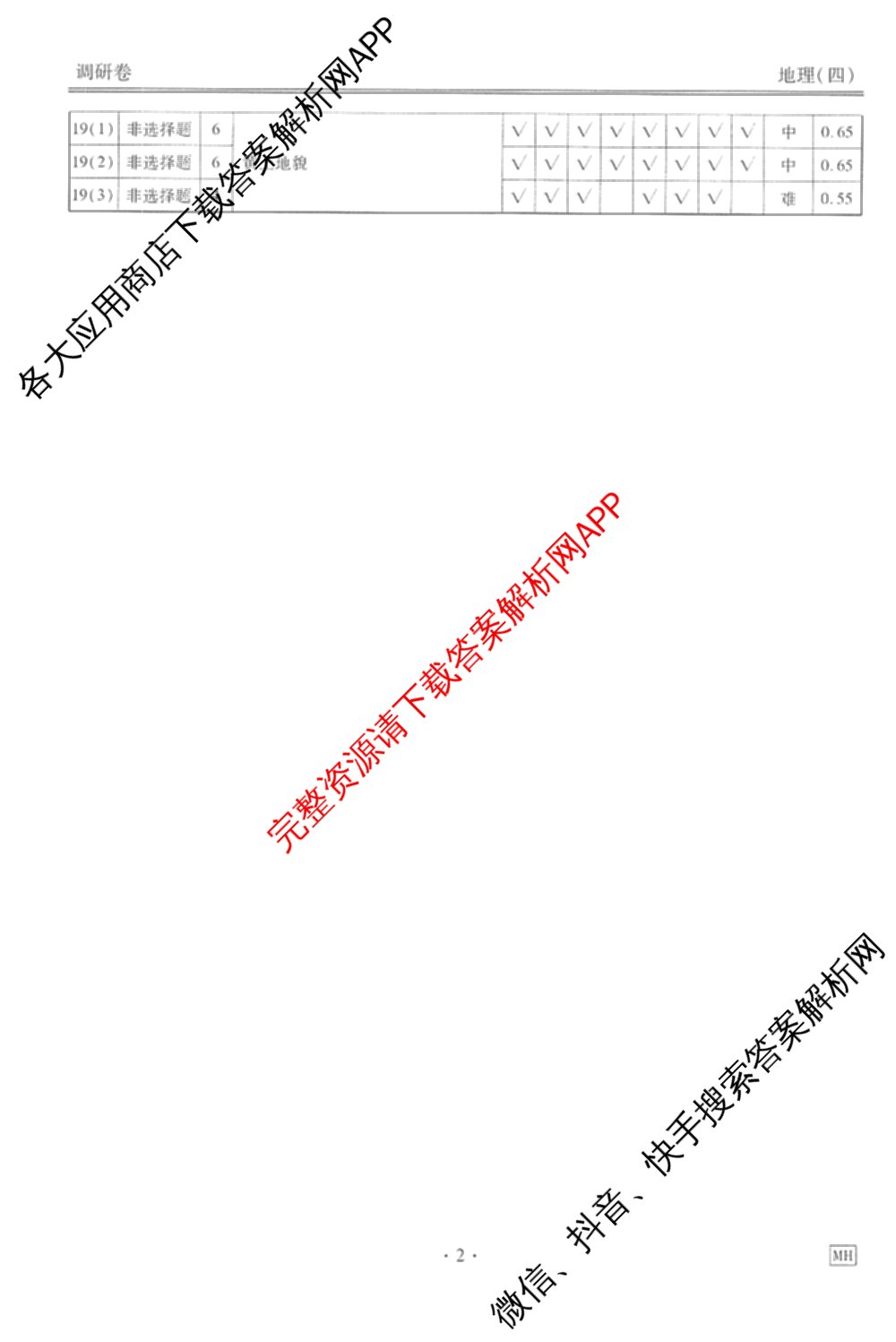 衡水金卷先享题调研卷2026年普通高等学校招生全国统一考试模拟试题(四)4试卷及答案汇总(已更新生物(Y) 政治(FJ) 地理(HJ)等31份)地理答案
