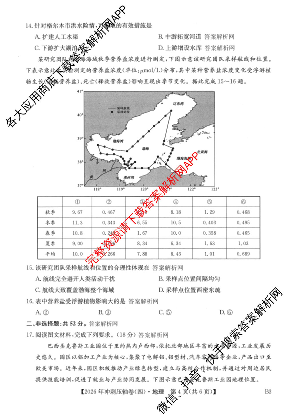 2026年全国高考冲刺压轴卷(四)4试卷及答案汇总（含物理(江西) 政治(广西) 历史(湖南)等）地理试题