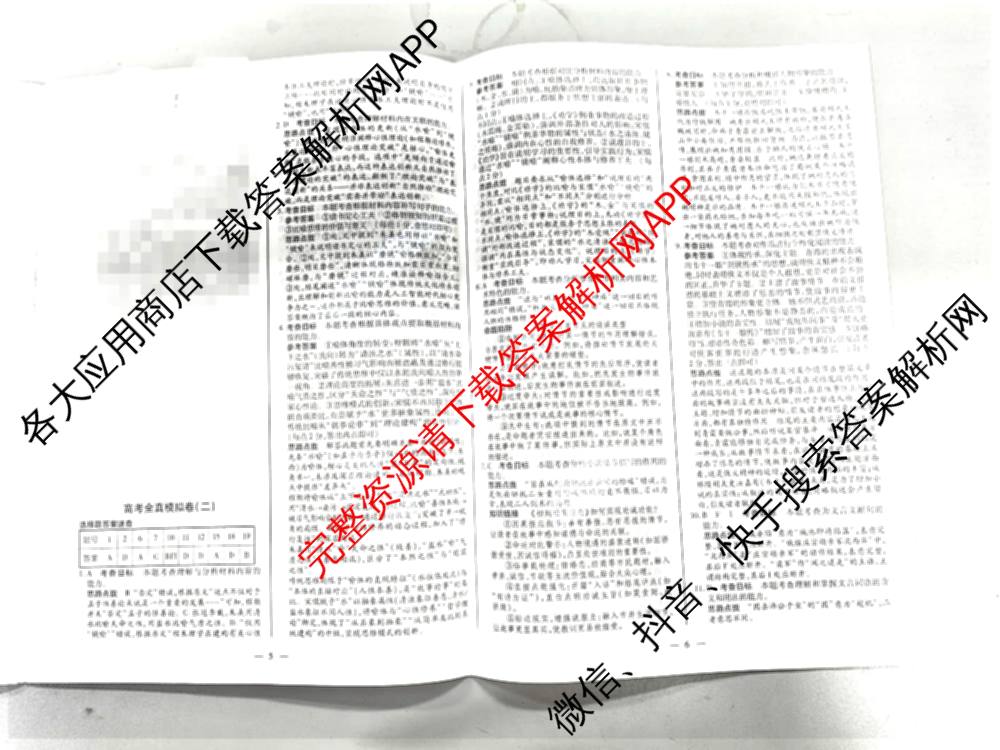 天一大联考2026届高考全真模拟卷(二)2试卷及答案汇总（含政治(湖南专版)、物理(山西专版)、生物(安徽专版)等）语文答案