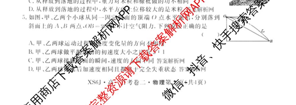名校联考2026届高三总复月考卷(二)2各科答案及试卷(含语文(XS6G) 化学(XS6J) 历史(XS6J)等)物理试题 名校联考2026届高三总复月考卷(二)2各科答案及试卷(含语文(XS6G) 化学(XS6J) 历史(XS6J)等)物理试题