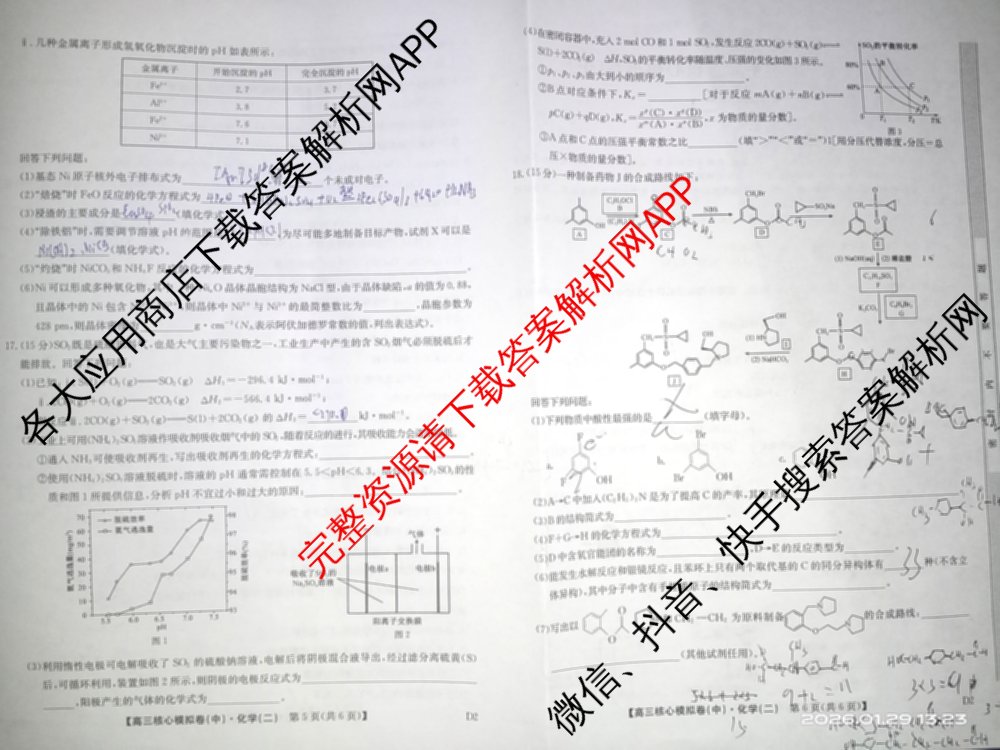 九师联盟2025~2026学年高三核心模拟卷(中)(二)试卷及答案汇总（含历史(A1)、物理(A)、物理(D1)等）化学试题