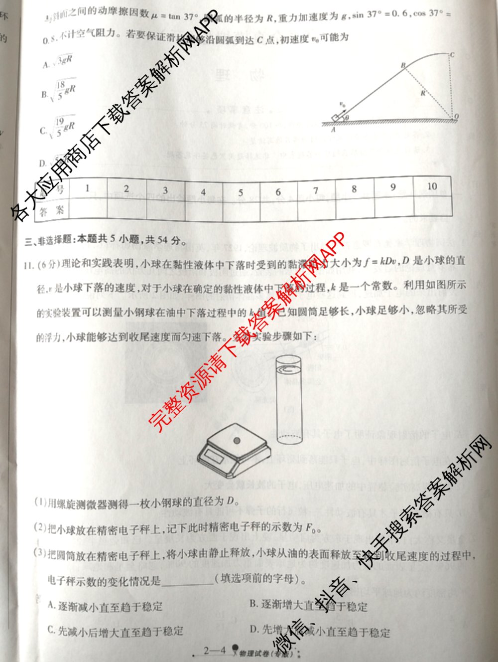 天一大联考2026届高考全真模拟卷(二)2试卷及答案汇总（含生物(湖南专版)、历史(河北专版)、日语等）物理试题