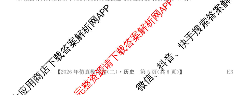 2026年全国高考仿真模拟卷(二)2: 含地理(E1) 生物(安徽) 物理(E1)试卷解析历史试题