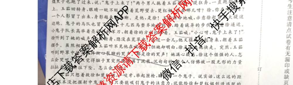 青桐鸣2028届普通高等学校招生全国统一考试青桐鸣大联考(高一)(11.17)各科答案及试卷: 含物理 生物 语文试卷解析语文试题