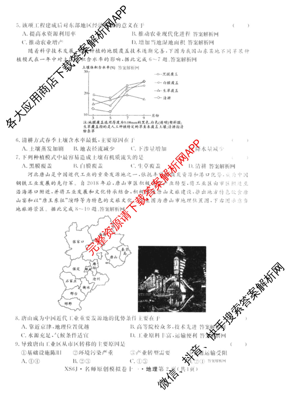 2026届高三总复名师原创模拟(十一)11试卷及答案汇总（含历史(XS6J) 历史(CQX6) 生物(HN6)等）地理试题
