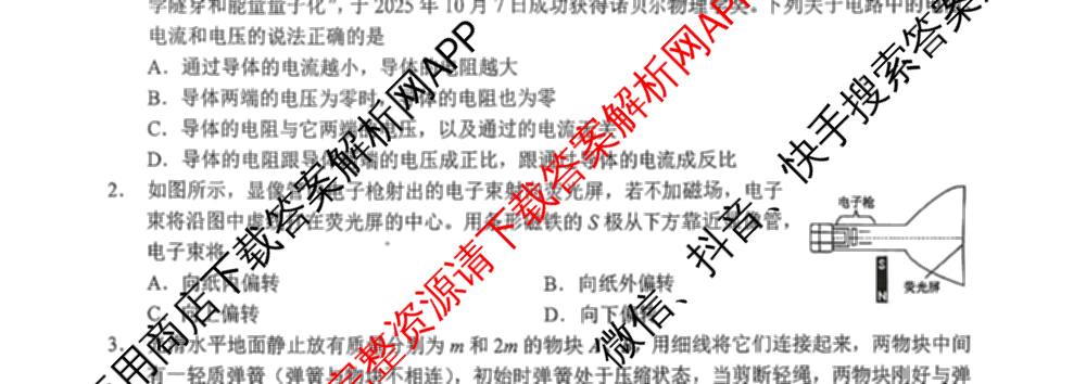湖北省鄂东南2025年秋季高二年级期中考试（含地理、物理、英语等）物理试题