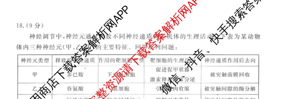 衡水金卷先享题调研卷2026年普通高等学校招生全国统一考试模拟试题(五)5各科答案及试卷（91科全）生物试题