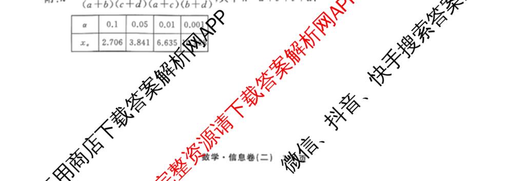 天舟高考衡中同卷2026年普通高等学校招生全国统一考试模拟信息卷(二)2: 含化学(LE)、生物(JY)、英语(通用版)试卷解析数学试题