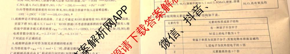 百师联盟2025届高三冲刺卷(四)4试卷及答案汇总（39科全）化学试题