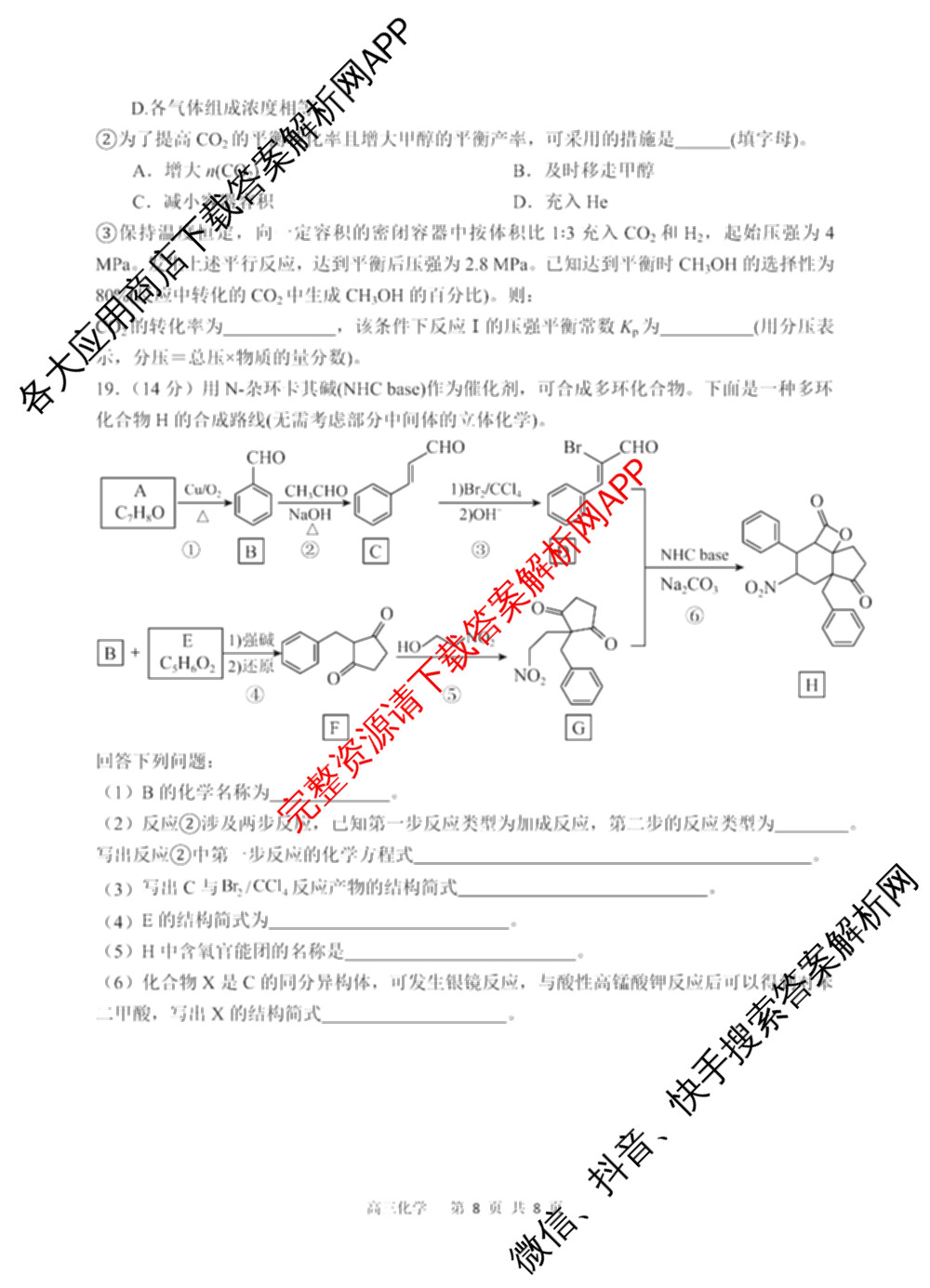 射洪中学高2023级高三上期期中考试试卷及答案汇总: 含地理 生物 英语试卷解析化学试题