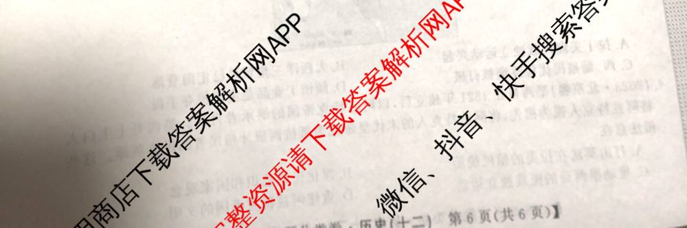 2026最新五年高考真题分类优化卷(十二)12试卷及答案汇总（9科全）历史试题