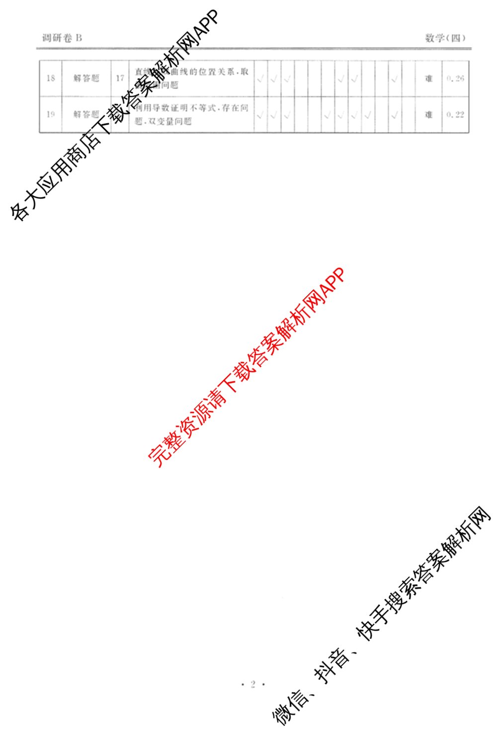 衡水金卷先享题调研卷2026年普通高等学校招生全国统一考试模拟试题(四)4(已更新生物(山东专版) 理综 历史(JS)等91份)数学答案