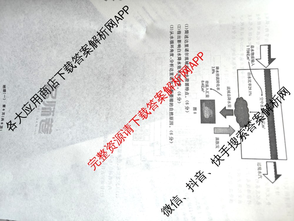 衡水名师卷高考模拟调研卷 2026年普通高等学校招生全国统一考试模拟试题(一)1（含数学(空心菱形) 物理(空心菱形) 英语(YH)等21份）地理试题