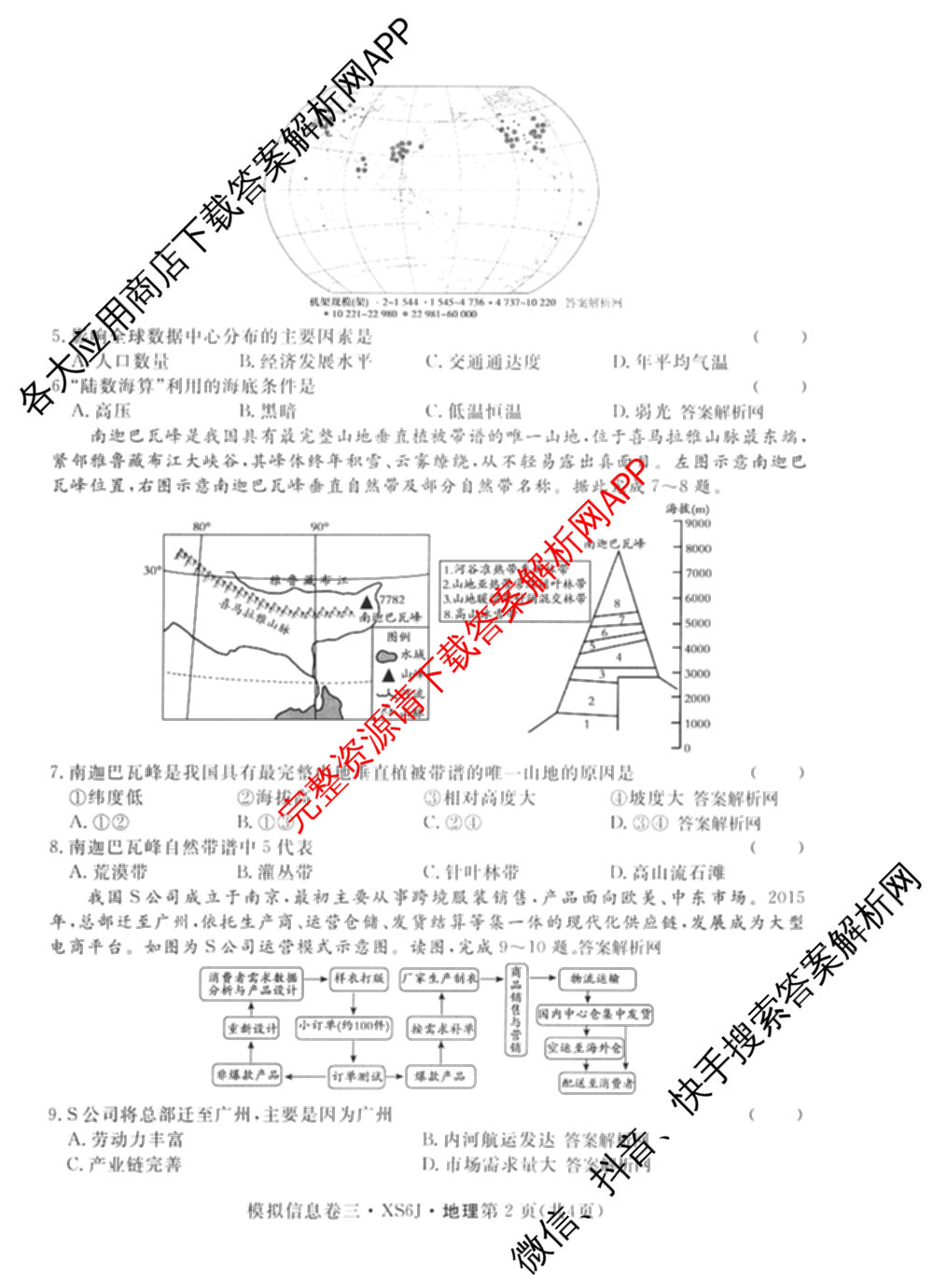 2026年普通高等学校招生统一考试模拟信息卷(三)3（10科全）地理试题