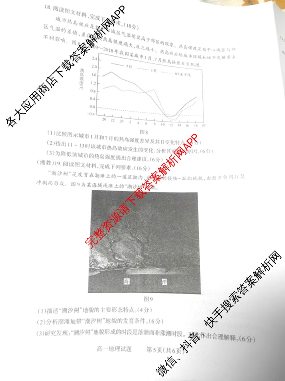 三重教育2024-2025山西省高一选科调研考试暨12月联考试卷及答案汇总（含物理 英语 政治等）地理试题