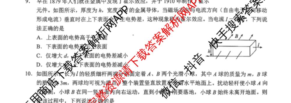 湖北省鄂东南2025年秋季高二年级期中考试（含地理、物理、英语等）物理试题