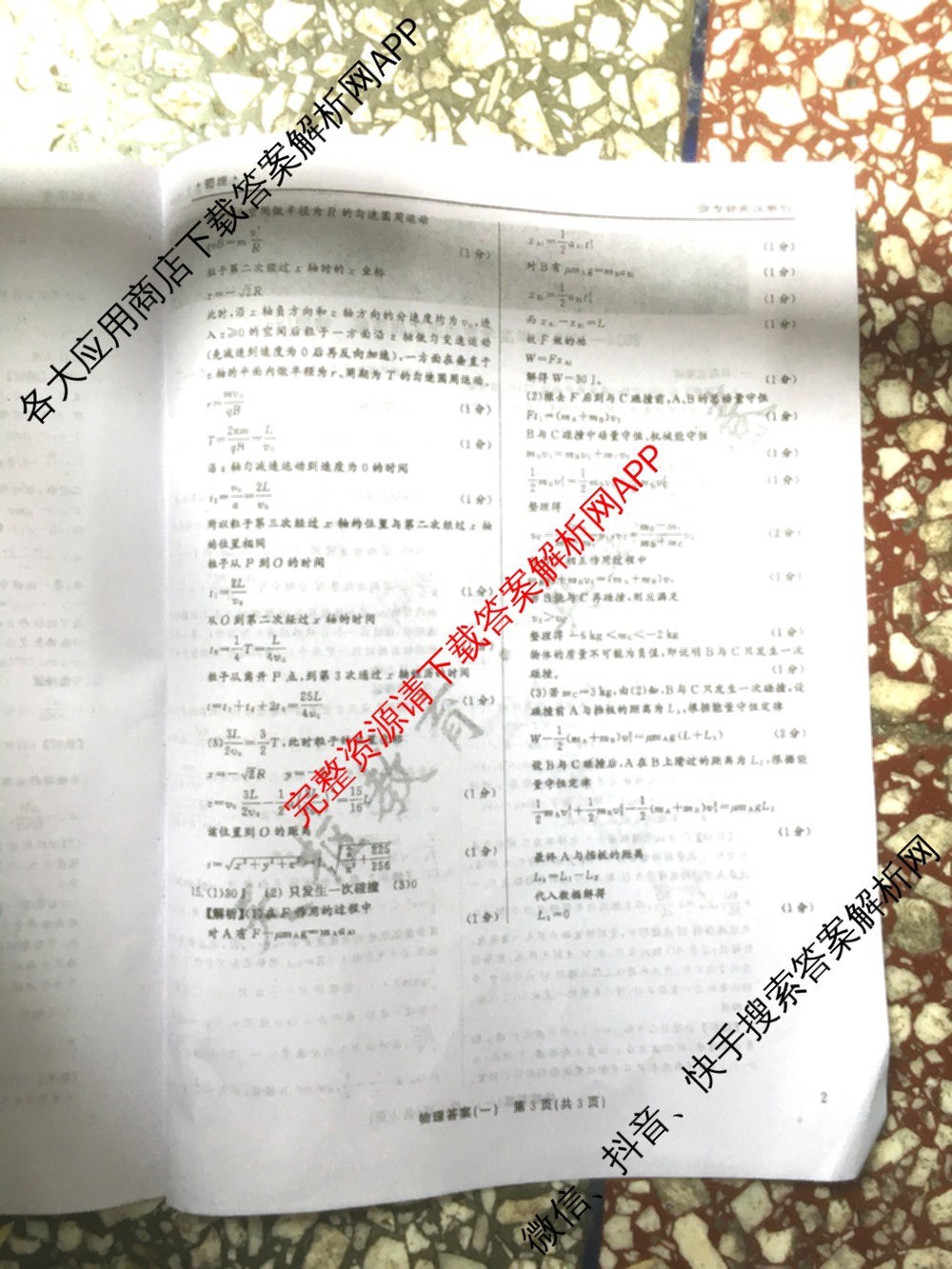 真题密卷2024-2025学年度考前冲顶实战演练(一)1试卷及答案汇总（含物理(2)、生物(4)、生物(5)等）物理答案