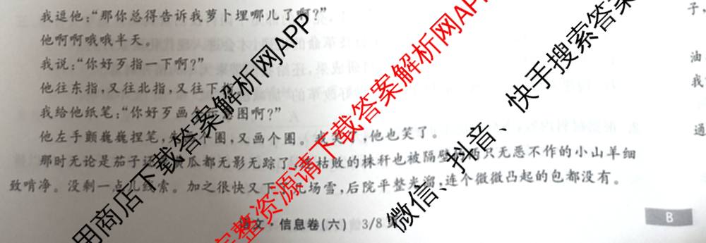 天舟高考衡中同卷2025年普通高等学校招生全国统一考试模拟信息卷(六)6（含数学(A) 理综(XJ专版) 语文(A)等）语文试题