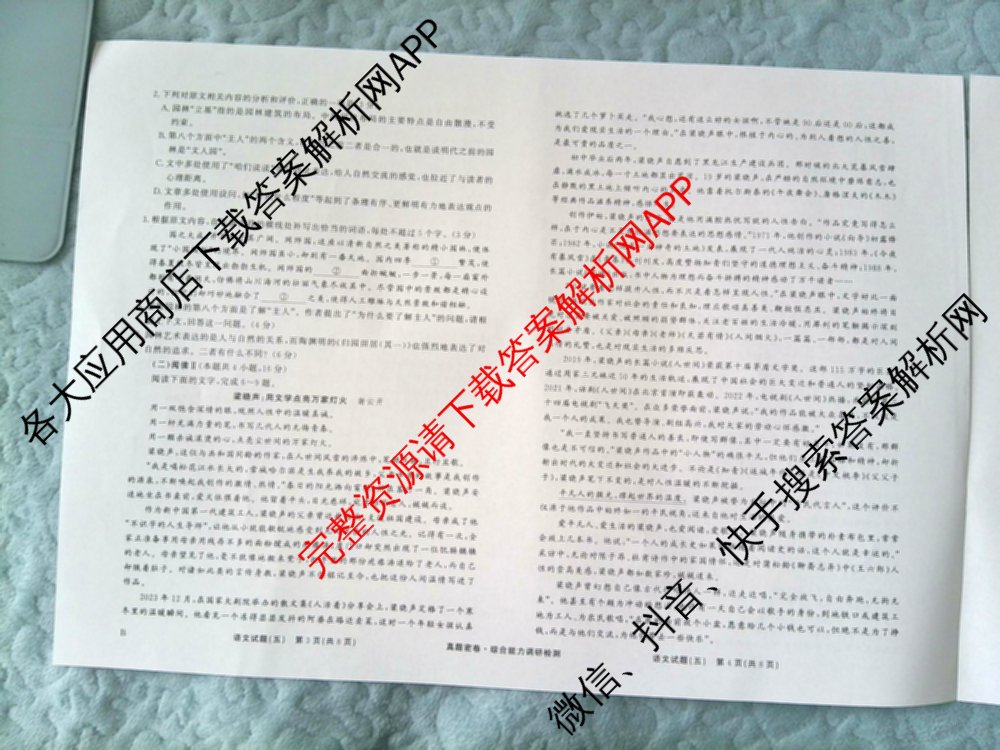 衡水真题密卷2025-2026学年度综合能力调研检测(五)5(已更新化学(6)、物理(1)、语文(A)等19份)语文试题