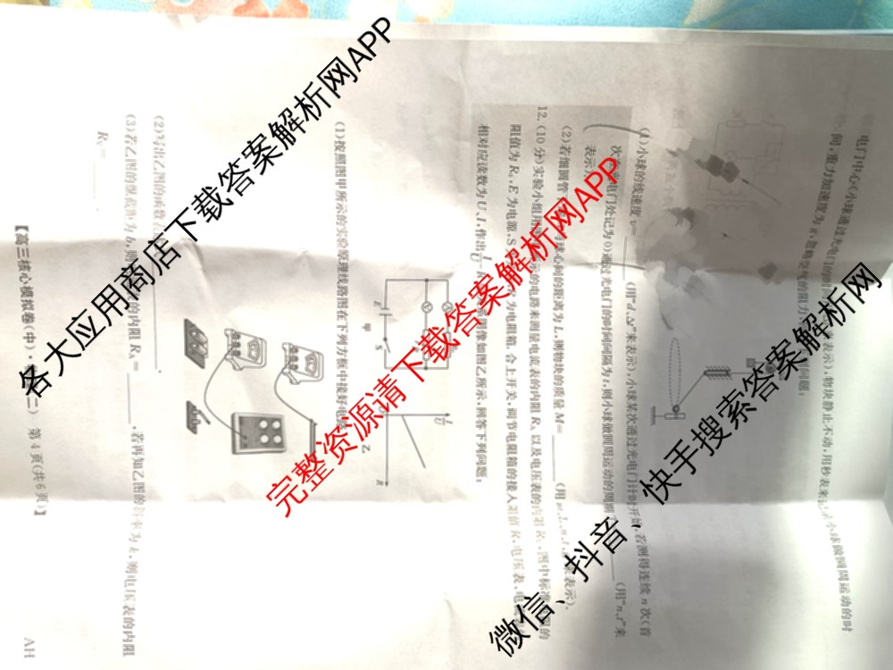 九师联盟2024~2025学年高三核心模拟卷(中)(二)2各科答案及试卷: 含政治(JX) 生物(D1) 生物(HB)试卷解析物理试题