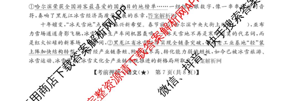 2026年高考名师解密临门演练(★)试卷及答案汇总（含化学(B)、生物(A)、地理(A)等）语文试题